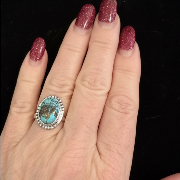 Sterling Silver genuine kingman Turquoise Ring - Picture 2 of 6